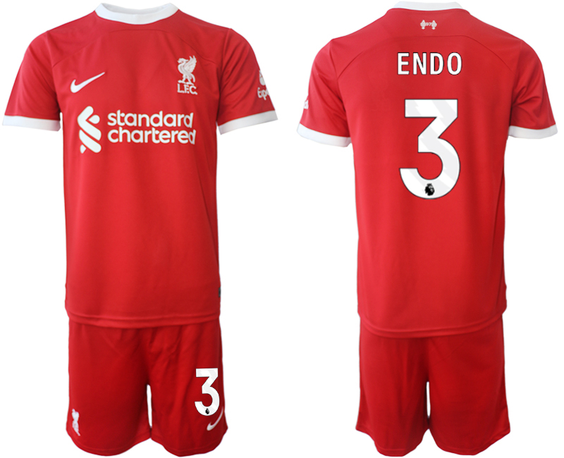 Billiga Fotbollströjor Herr Liverpool FC Hemmatröja 2023-24 röd fotbollströja set Wataru Endo 3