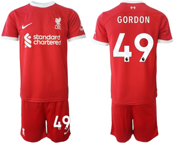 Billiga Fotbollströjor Herr Liverpool FC Hemmatröja 2023-24 röd tröja set Kaide Gordon 49