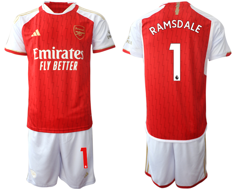 Fotbollströjor Billigt Herr Arsenal Hemma tröja 2023-24 Röd Vit fotbollströja set Aaron Ramsdale #1