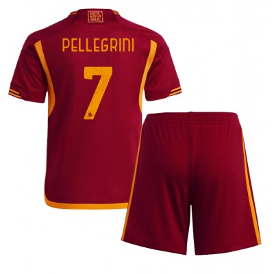 Billiga Fotbollströjor Barn AS Roma Hemmatröja 2023-24 Kortärmad shorts Lorenzo Pellegrini 7