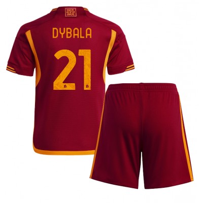 Billiga Fotbollströjor Barn AS Roma Hemmatröja 2023-24 Kortärmad shorts Paulo Dybala 21