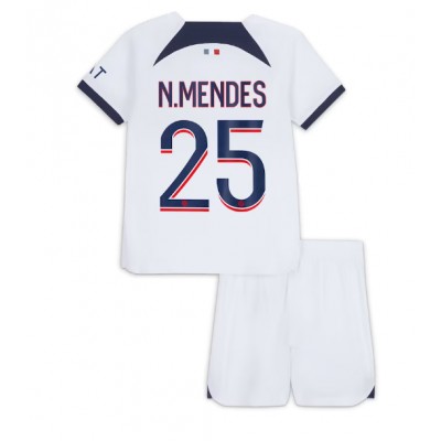 Billiga Fotbollströjor Barn Paris Saint-Germain PSG Bortatröja 2023-24 fotbollströja set Nuno Mendes 25