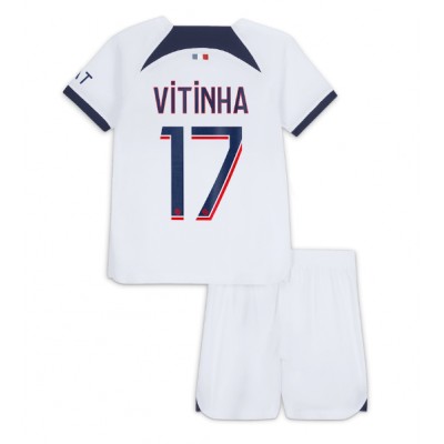 Billiga Fotbollströjor Barn Paris Saint-Germain PSG Bortatröja 2023-24 fotbollströja set Vitinha Ferreira 17