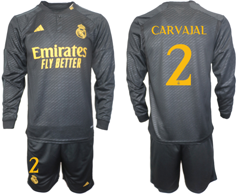Billiga Fotbollströjor Herr Real Madrid Tredje Tröja 2023-24 Långärmad + Korta byxor Daniel Carvajal 2