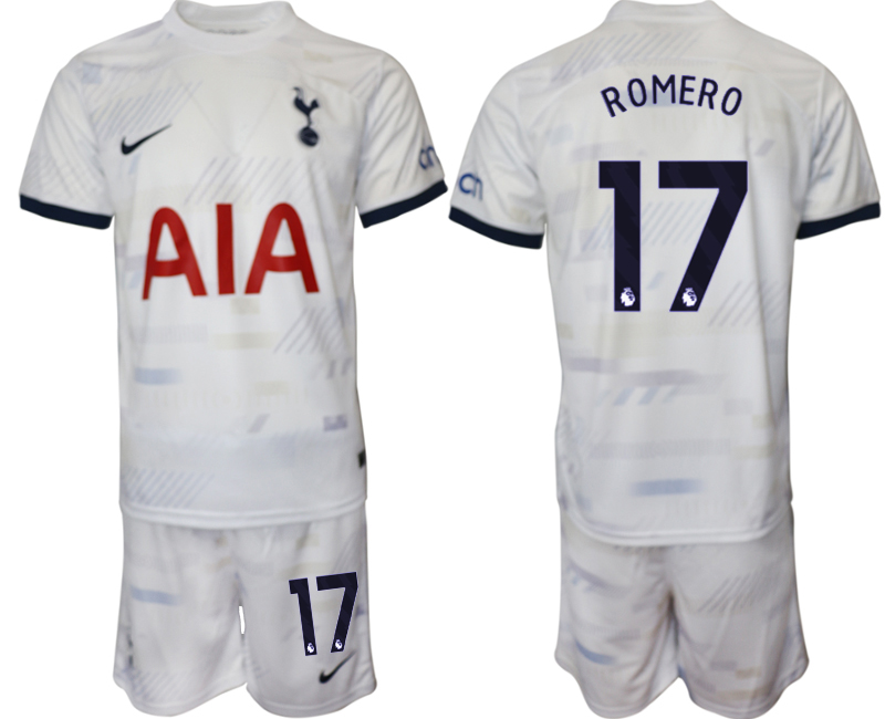Billiga Fotbollströjor Herr Tottenham Hotspur Hemmatröja 2023-24 Vit fotbollströja set Cristian Romero 17