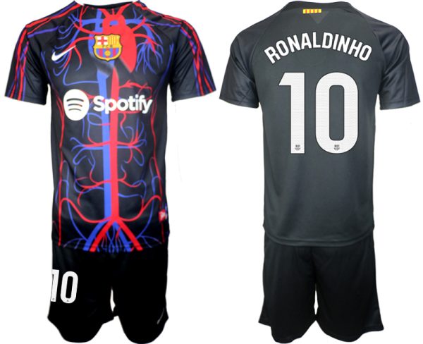 Billiga Fotbollströjor Herr Patta x FC Barcelona 2023-2024 fotbollströja set Ronaldinho 10