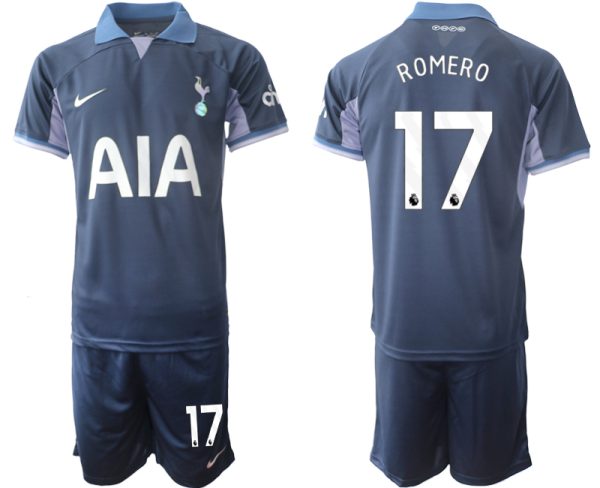 Billiga Fotbollströjor Herr Tottenham Hotspur Bortatröja 2023-2024 blå fotbollströja set Cristian Romero 17
