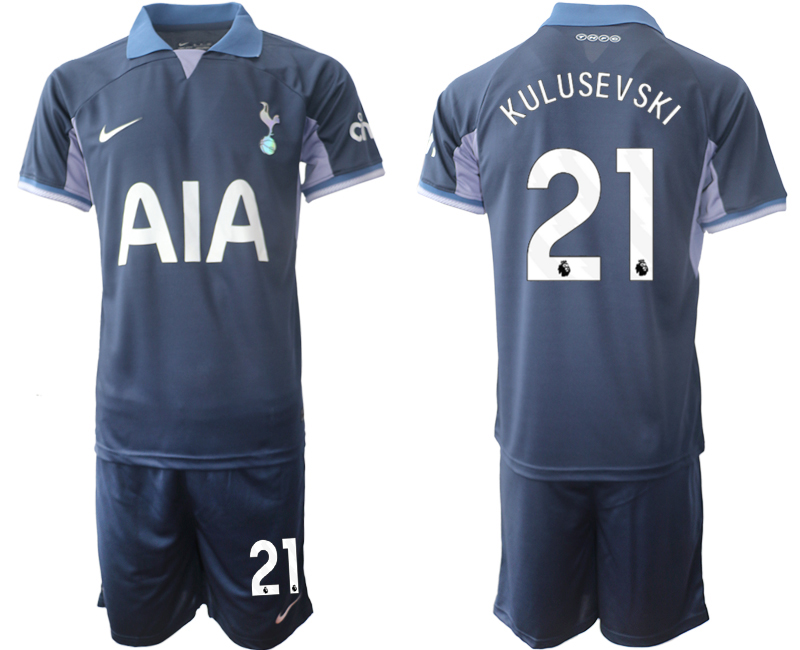 Billiga Fotbollströjor Herr Tottenham Hotspur Bortatröja 2023-2024 blå fotbollströja set Dejan Kulusevski 21