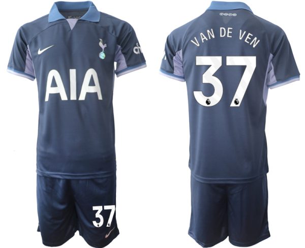 Billiga Fotbollströjor Herr Tottenham Hotspur Bortatröja 2023-2024 blå fotbollströja set Micky van de Ven 37