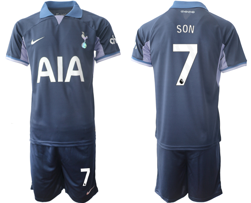 Billiga Fotbollströjor Herr Tottenham Hotspur Bortatröja 2023-2024 blå fotbollströja set Son Heung-min 7