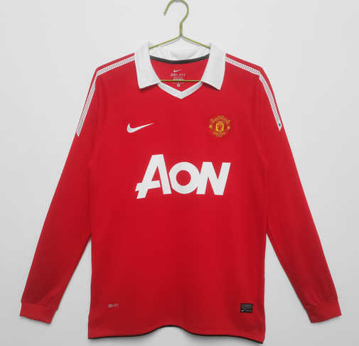 Manchester United 2010/11 Hemmatröja långärmad Retro Fotbollströja