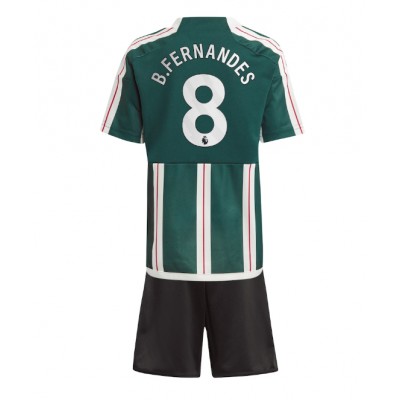 Billiga Fotbollströjor Barn Manchester United Bortatröja 2023-24 tröja set Bruno Fernandes 8