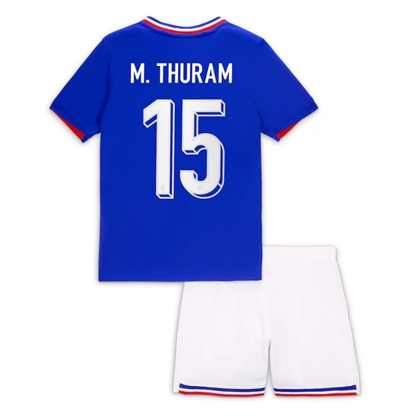 Fotbollsställ Barn Frankrike Landslagströja Hemmaställ EM 2024 online M.Thuram 15