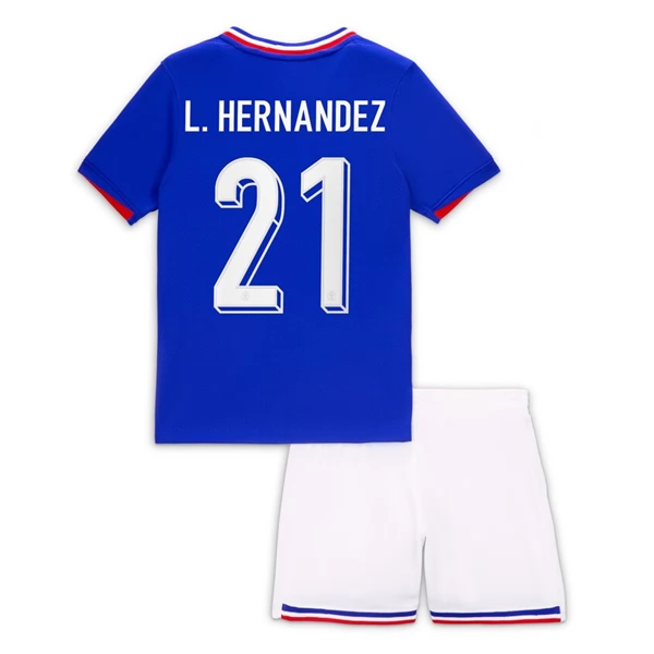 Fotbollsställ Barn Frankrike Landslagströja Hemmaställ EM 2024 online L.Hernandez 21