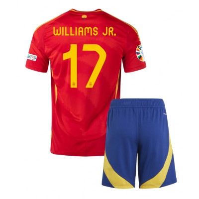 Nya Spanien Hemmatröja EM 2024 röd Fotbollsställ Barn Nico Williams 17