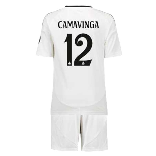 Billiga Fotbollströjor Barn Real Madrid Hemmatröja 2024/25 tröja set Eduardo Camavinga 12