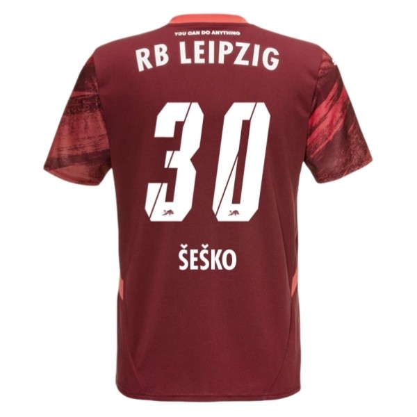Billiga Fotbollströjor Herr RB Leipzig Bortatröja 2024/25 röd Kortärmad Benjamin Šeško 30