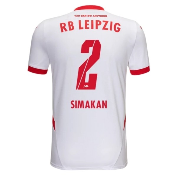 Billiga Fotbollströjor Herr RB Leipzig Hemmatröja 2024/25 vit röd Kortärmad Mohamed Simakan 2