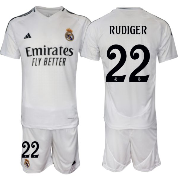 Billiga Fotbollströjor Herr Real Madrid Hemmatröja 2024/25 tröja set Antonio Rudiger 22