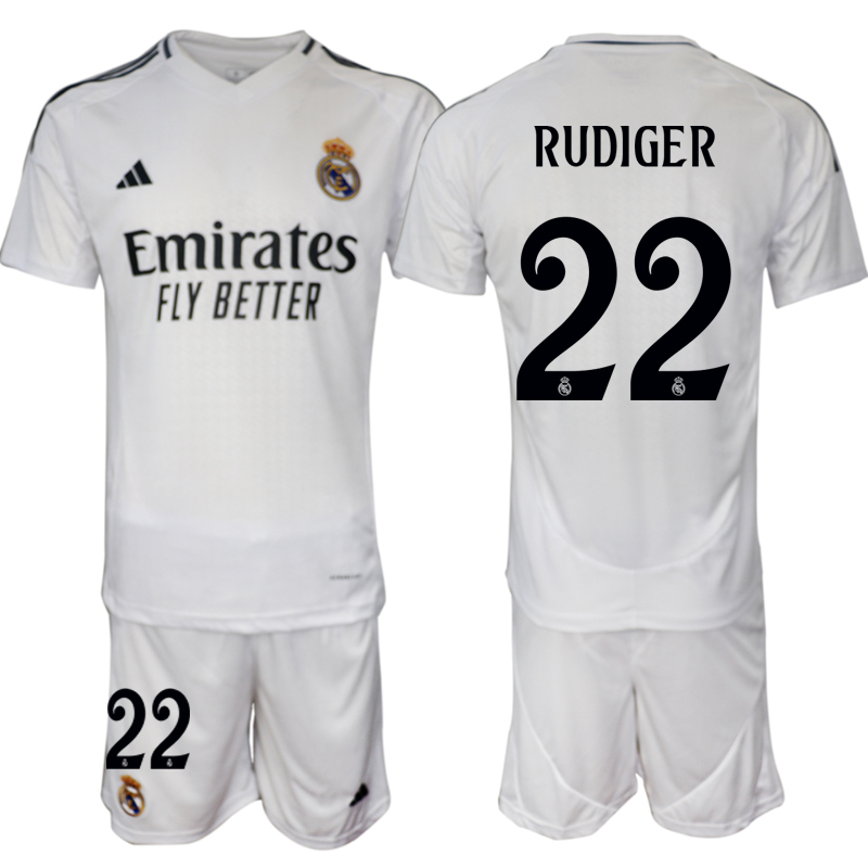 Billiga Fotbollströjor Herr Real Madrid Hemmatröja 2024/25 tröja set Antonio Rudiger 22