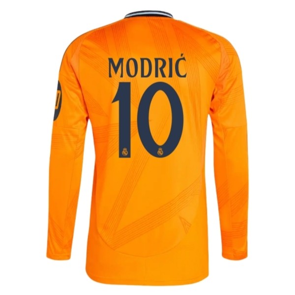 Real Madrid Bortatröja 2024/25 Långärmad Fotbollskläder med namn Luka Modric 10