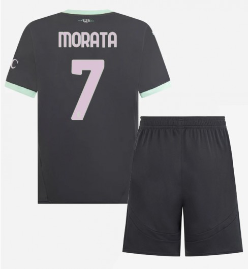 Fotbollskläder Set Barn AC Milan Tredjetröja 2024/25 Alvaro Morata 7