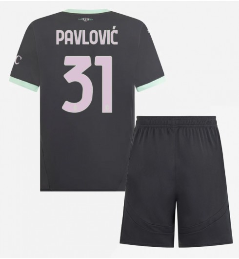 Fotbollskläder Set Barn AC Milan Tredjetröja 2024/25 Strahinja Pavlovic 31