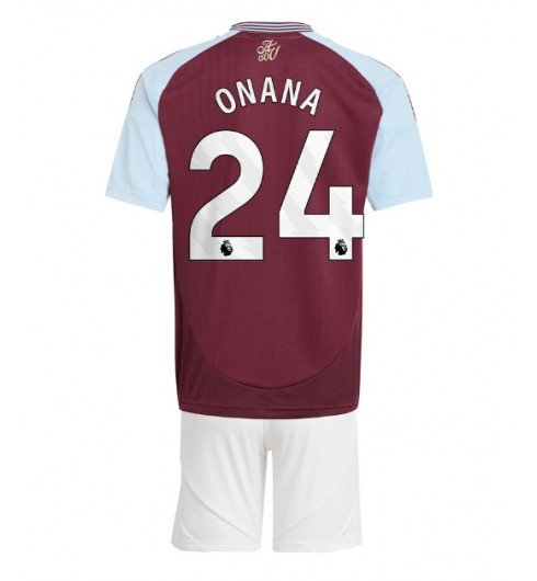 Fotbollströjor Barn Billiga Aston Villa Hemmatröja 2024/25 Kortärmad shorts Amadou Onana 24