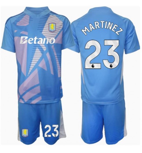 Fotbollströjor Barn Billiga Aston Villa Målvakt Tredjetröja 2024/25 Kortärmad + Korta byxor Emiliano Martinez 23