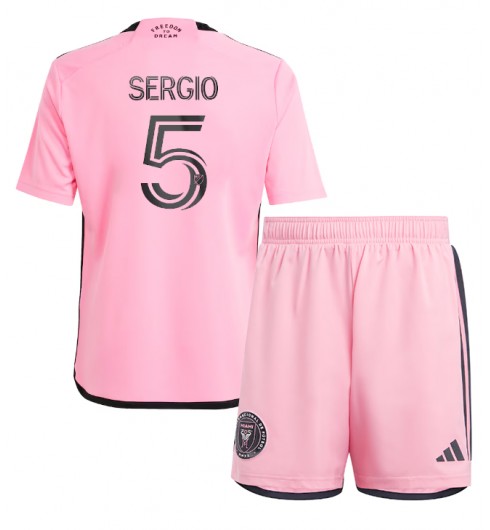 Fotbollskläder Set Barn Inter Miami Hemmatröja 2024/25 Sergio Busquets 5