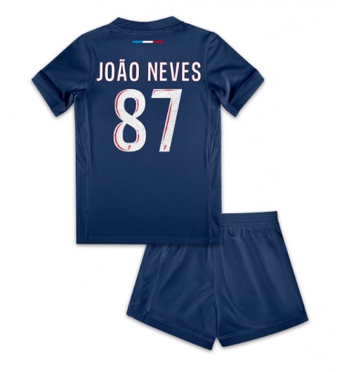 Fotbollskläder Set Barn Paris Saint-Germain Hemmatröja 2024/25 João Neves 87