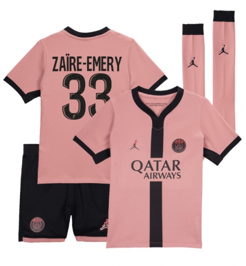 Fotbollströjor Billigt Barn Paris Saint-Germain Tredjetröja 2024/25 Kortärmad shorts Warren Zaire-Emery 33