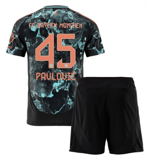 Billiga Fotbollströjor Barn Bayern München Bortatröja 2024/25 Aleksandar Pavlovic 45
