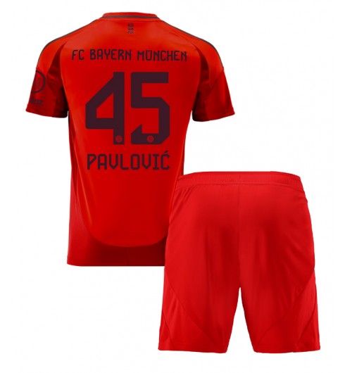 Billiga Fotbollströjor Barn Bayern München Hemmatröja 2024/25 Aleksandar Pavlovic 45