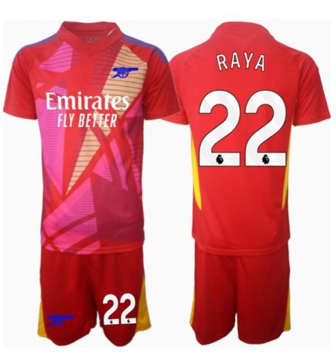 Billiga Barn Fotbollströjor Arsenal Målvakt Bortatröja 2024/25 Fotbollsset David Raya 22
