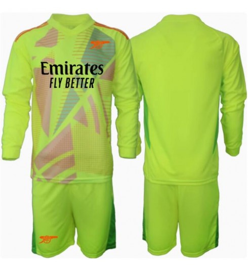 Fotbollsset Barn Arsenal Målvakt Hemmatröja 2024/25 Långärmad Tröja + Shorts