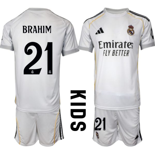 Billiga Fotbollströjor Barn Real Madrid Hemmatröja 2025/26 Fotbollssats Brahim Díaz 21