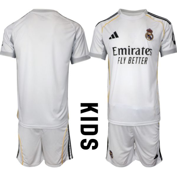 Köp Billiga Fotbollströjor Barn Real Madrid Hemmatröja 2025/26 Kortärmad + Shorts