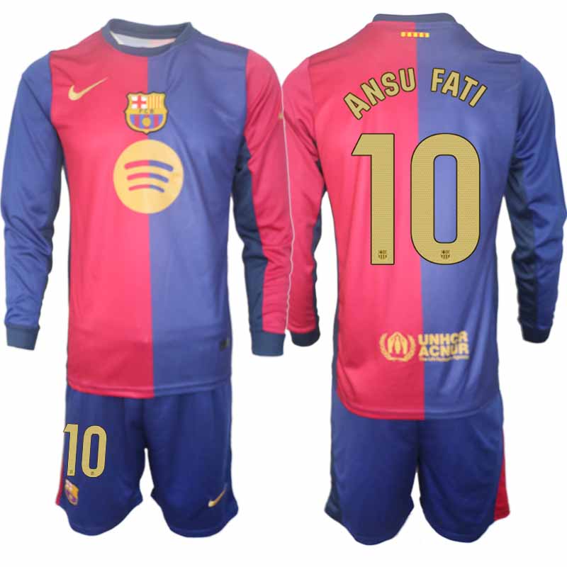 Billiga Fotbollströjor Herr FC Barcelona Hemmatröja 2024/25 med namn Ansu Fati 10