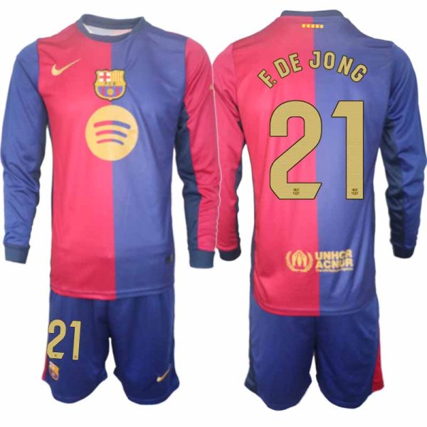 Köp Herr FC Barcelona Hemmatröja 2024/25 Fotbollströjor med tryck Frenkie de Jong 21