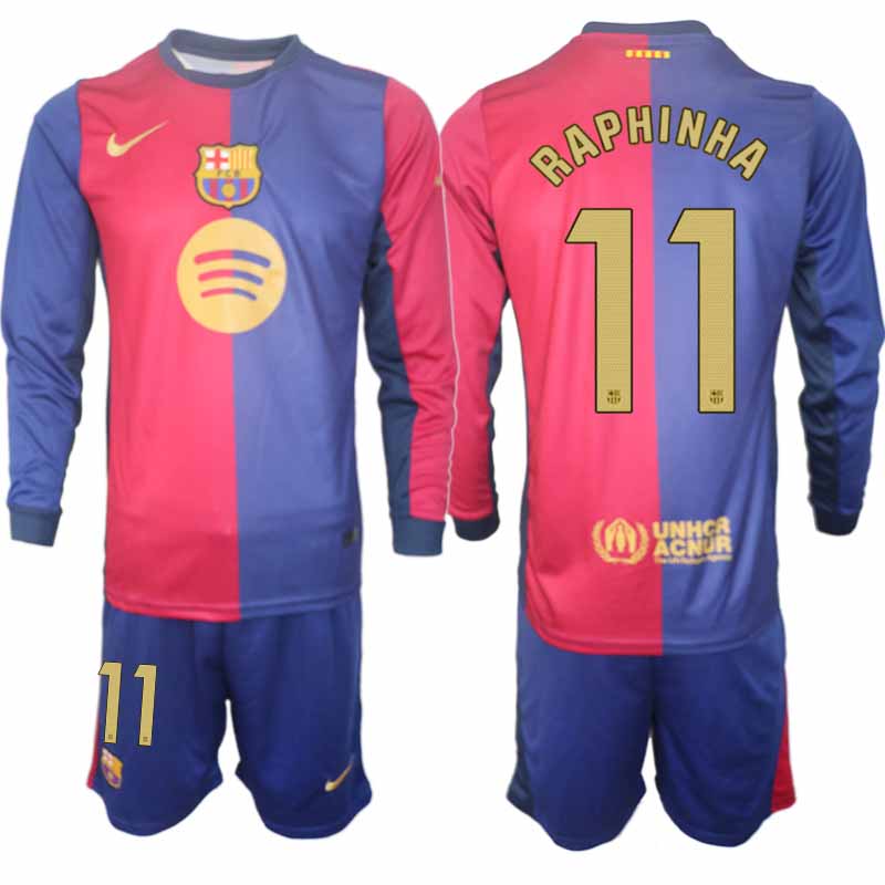 Billiga Fotbollströjor Herr FC Barcelona Hemmatröja 2024/25 med namn Raphinha Belloli 11