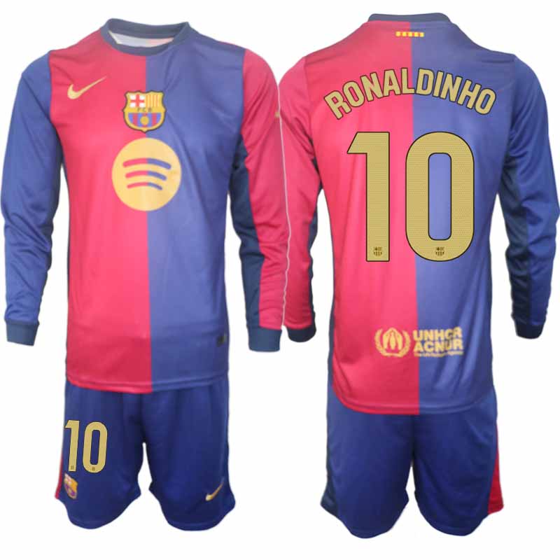 Billiga Fotbollströjor Herr FC Barcelona Hemmatröja 2024/25 med namn Ronaldinho 10