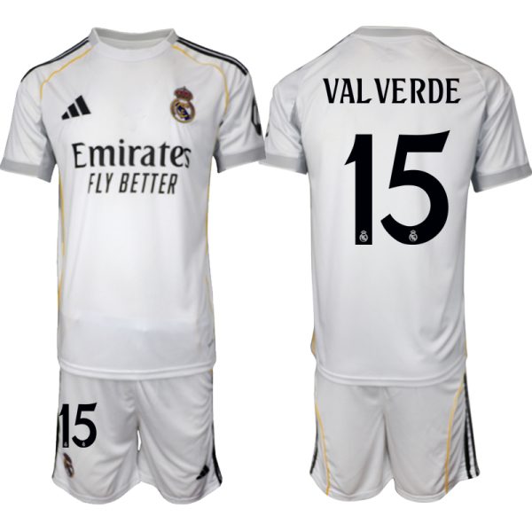 Billiga Fotbollströjor Herr Real Madrid Hemmatröja 2025/26 med namn Federico Valverde 15