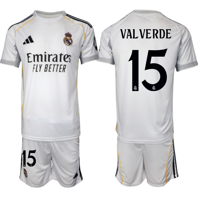Billiga Fotbollströjor Herr Real Madrid Hemmatröja 2025/26 med namn Federico Valverde 15