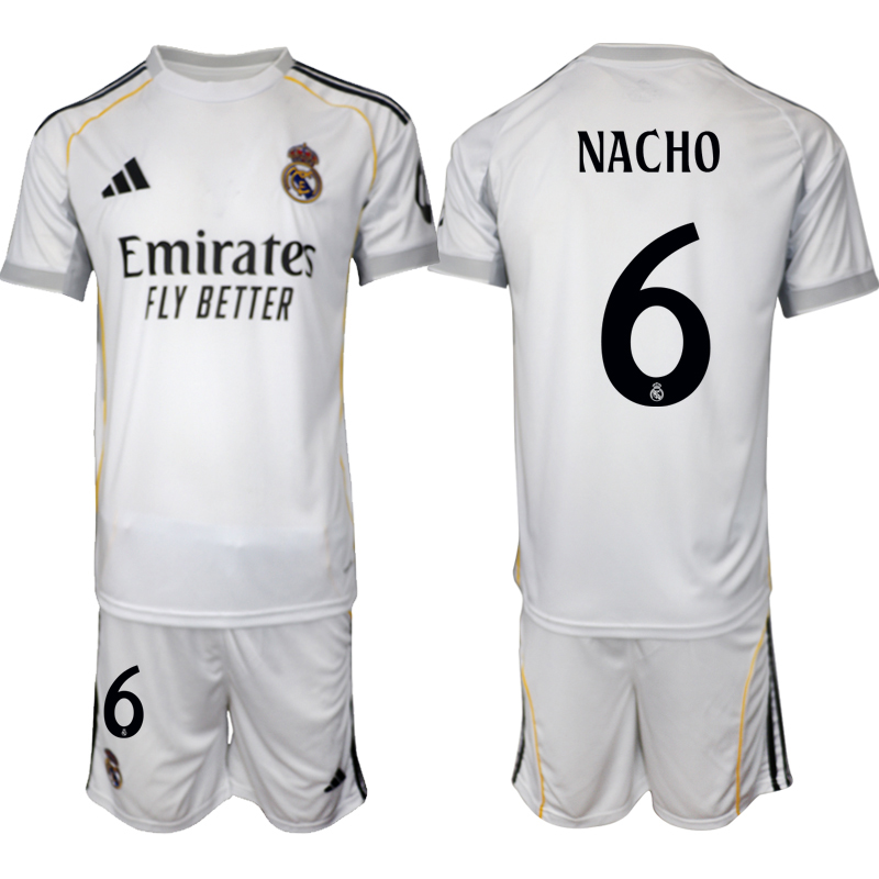 Fotbollströjor Billigt Herr Real Madrid Hemmatröja 2025/26 eget tryck Nacho 6