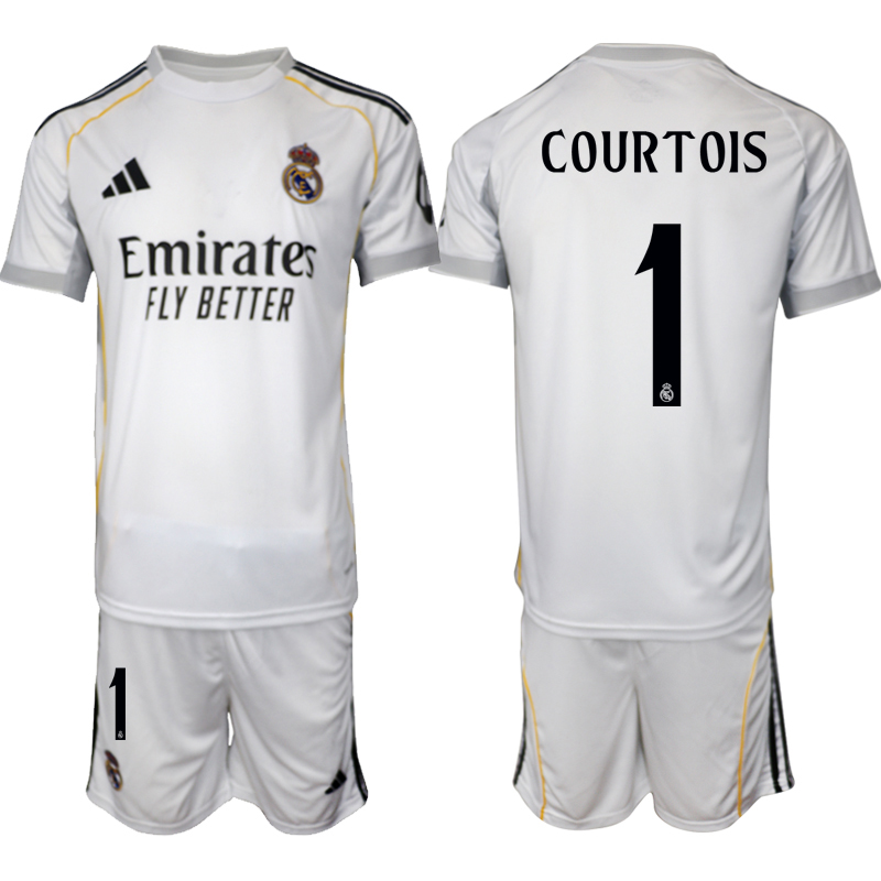 Fotbollströjor Billigt Herr Real Madrid Hemmatröja 2025/26 eget tryck Thibaut Courtois 1