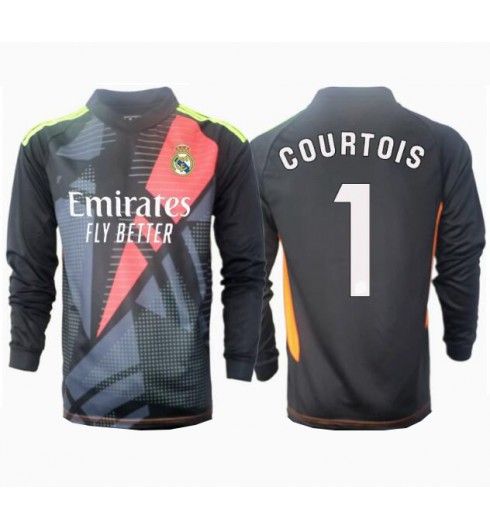 Billiga Fotbollströjor Herr Real Madrid Målvakt Bortatröja 2024/25 Långärmad Thibaut Courtois 1