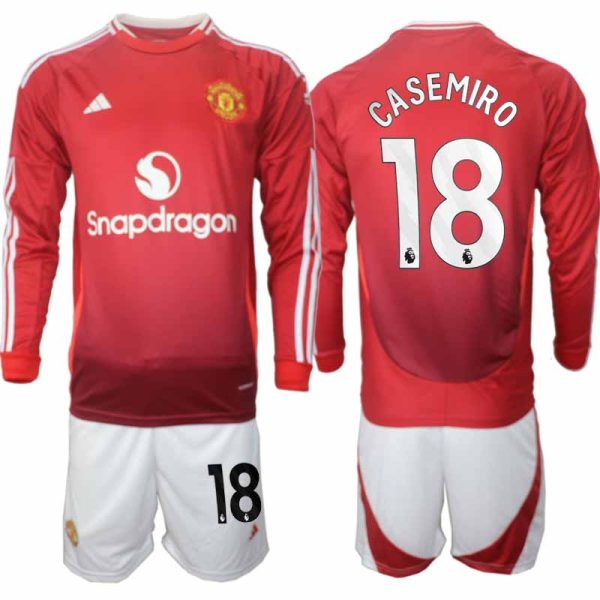 Fotbollströjor Billigt Herr Manchester United Hemmatröja 2024/25 Långärmad Casemiro 18