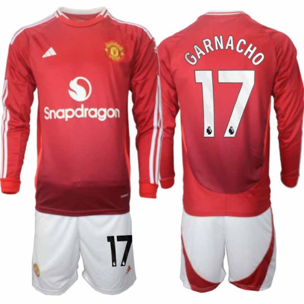Fotbollströjor Billigt Herr Manchester United Hemmatröja 2024/25 Långärmad Garnacho 17