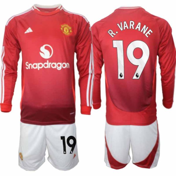 Fotbollströjor Billigt Herr Manchester United Hemmatröja 2024/25 Långärmad Raphael Varane 19